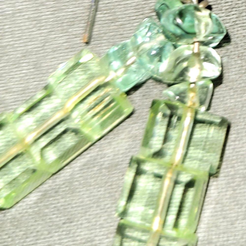 EARRINGS Gorgeous Green Crystal Cube  3/4" Green Color is Clear Prismesque